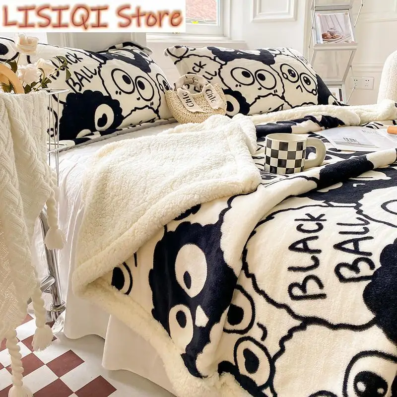 New Multi Functional Quilt Cover Blanket, Thicker Super Soft Double-layer Lamb Plush Flannel Blanket,Queen Bedding Set Luxury