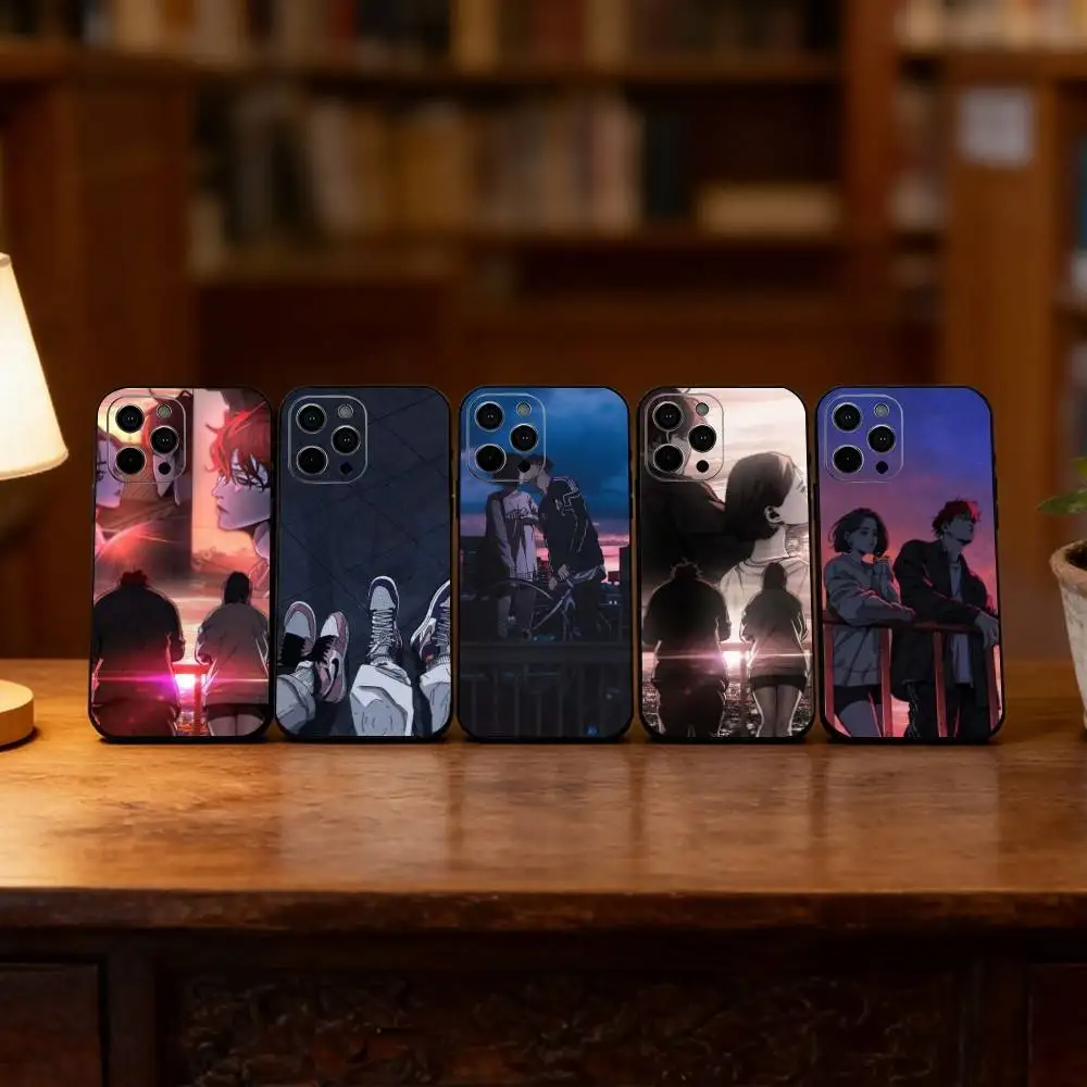 

Manhwa Phone Case For iPhone 17,16,15,14,13,12,11 Plus,Pro Max,XS,Soft Silicone Black Cover