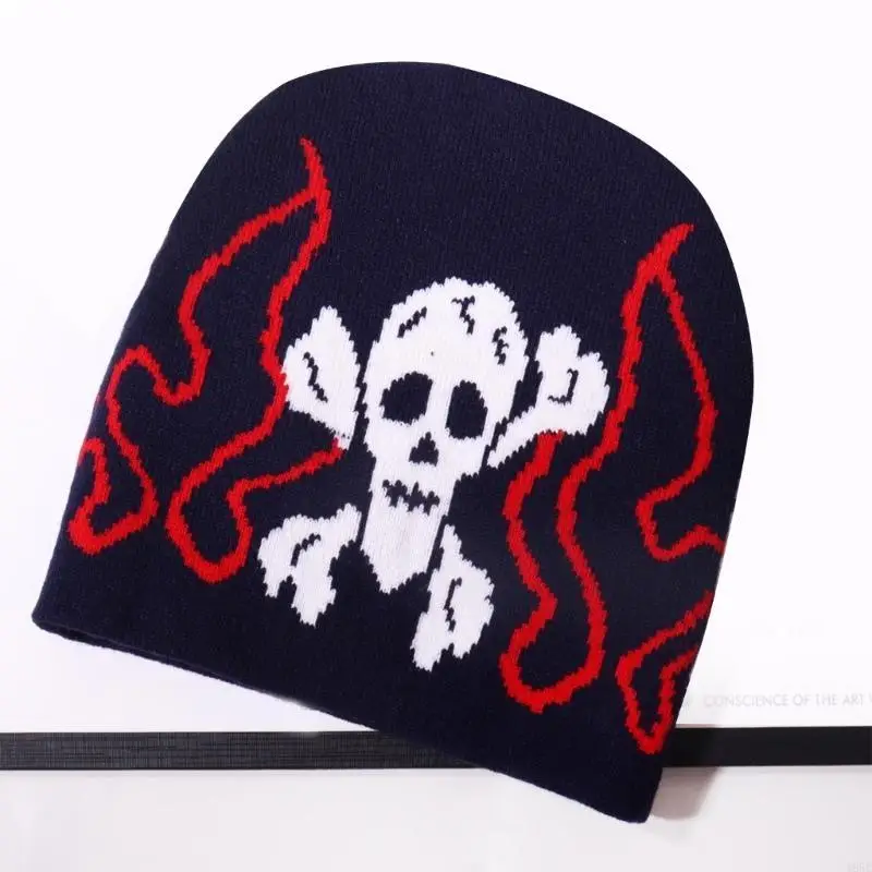 195E Dệt Kim Mũ Đầu Lâu Bé Trai Gái Họa Tiết Đầu Lâu Mũ Dành Cho Người Lớn Mũ Hiphop Phổ Biến Mũ Đợi Đầu Đa Năng