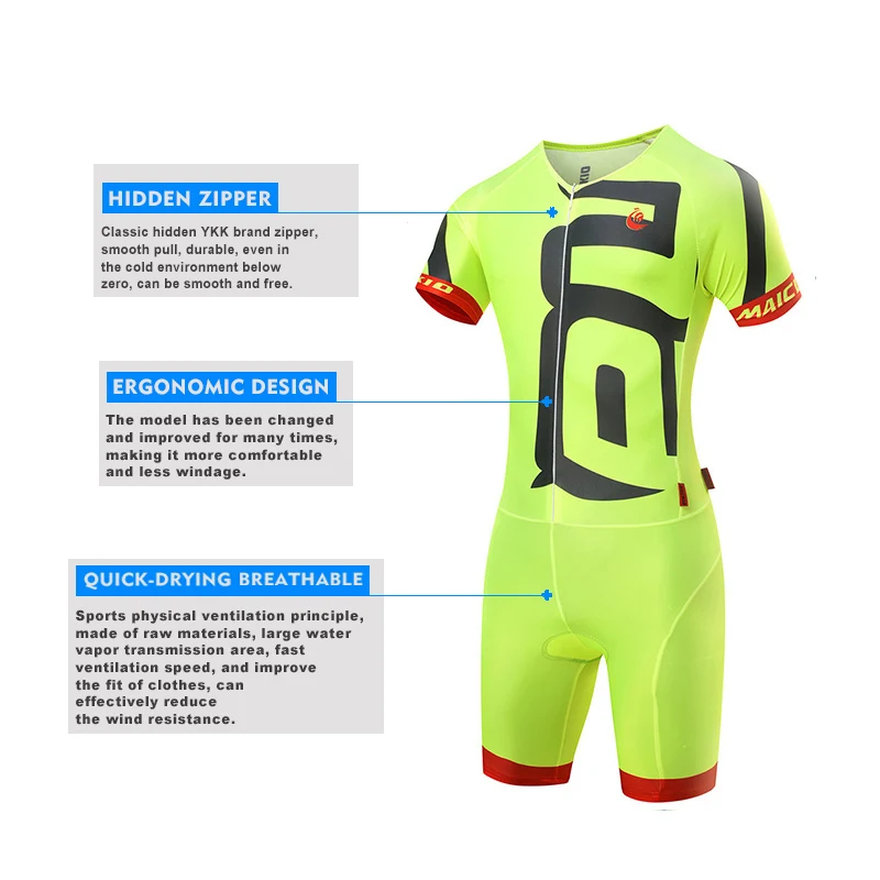 Professional Wind-Resistant Triathlon Suit with Hidden Front Zipper and Eye-Catching Geometric Print view 2