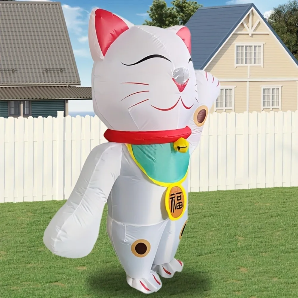 Costume gonfiabile di Halloween Lucky Cat Set di bambole di ruolo per spettacoli teatrali di Halloween per -4'11"-6'3")