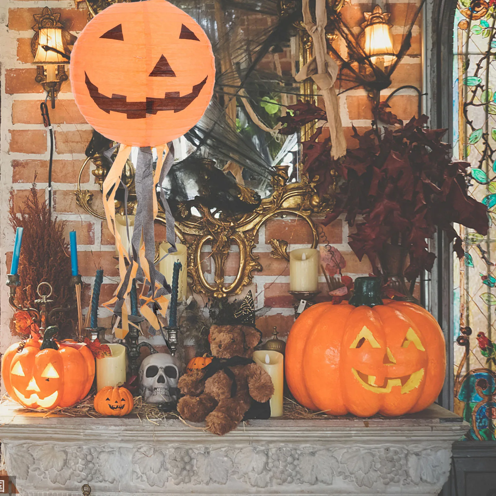 

10 Pcs Paper Lanterns Halloween Decorations Hanging Lighted Outdoor Party Decoration for Hanging Lantern Yard Porch
