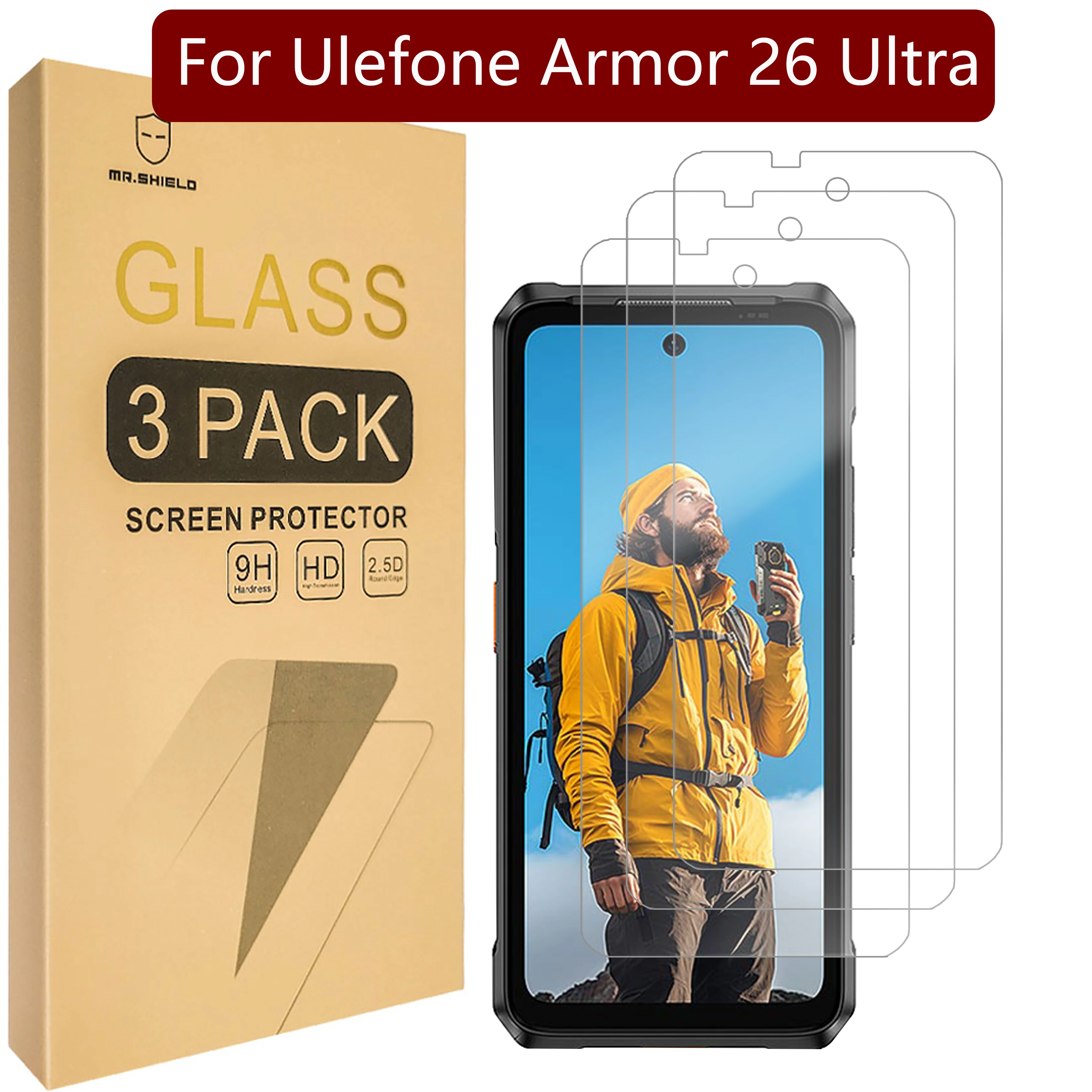 Mr.Shield Screen Protector compatible with Ulefone Armor 26 Ultra/Armor 26 Ultra Walkie-talkie [Tempered Glass] [3-PACK]