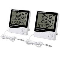 LCD Electronic Digital Temperature Humidity Meter Thermometer Hygrometer Indoor Outdoor Weather Station Clock HTC-1 HTC-2