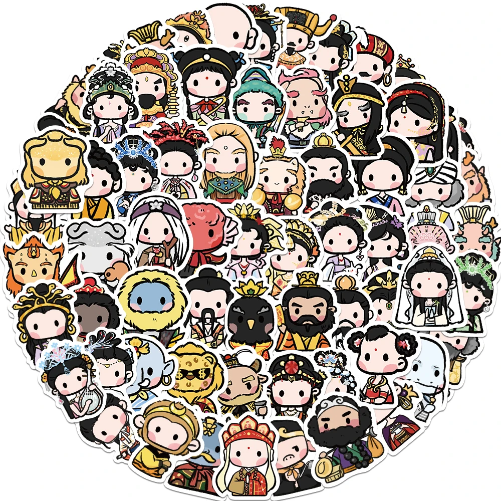 

70Pcs Cartoon Q Version of Journey To the West Character Graffiti Stickers Decorative Suitcase Guitar Phone Waterproof Stickers