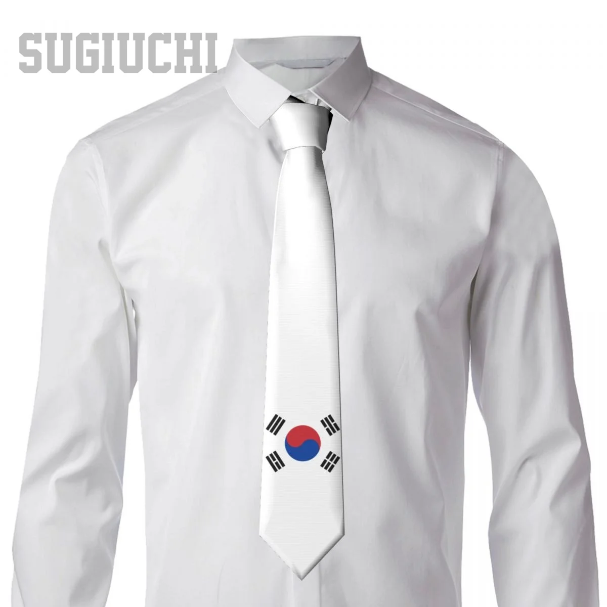 South Korea Flag Emblem Men Women Neck Ties Casual Plaid Tie Suits Slim Wedding Party Business Necktie Gravatas