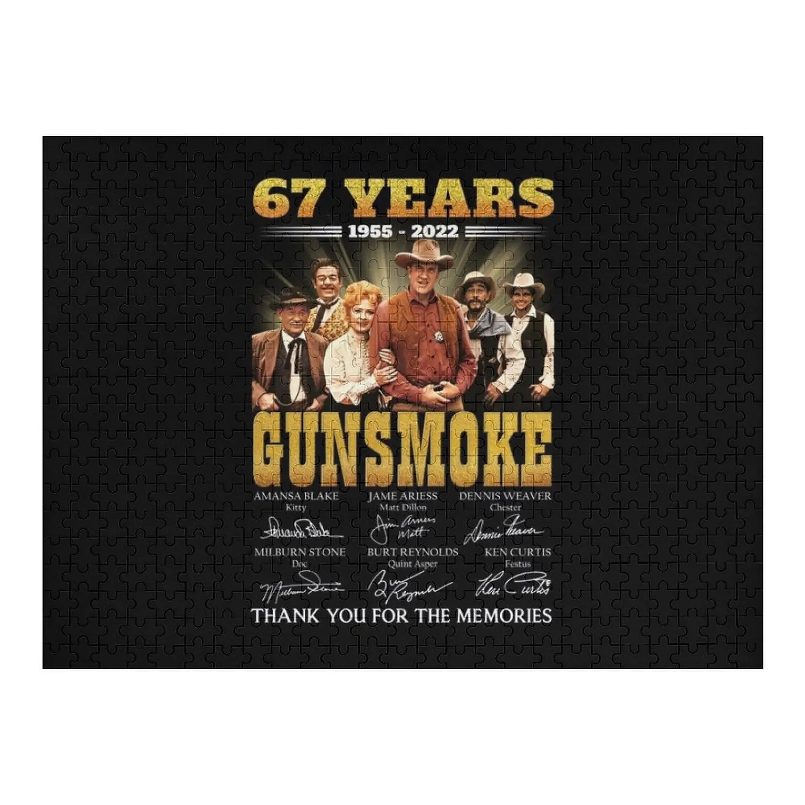 

67 Years Gunsmoke Cast Signatures Thank You For Memories Jigsaw Puzzle Wooden Name Personalized For Kids Puzzle