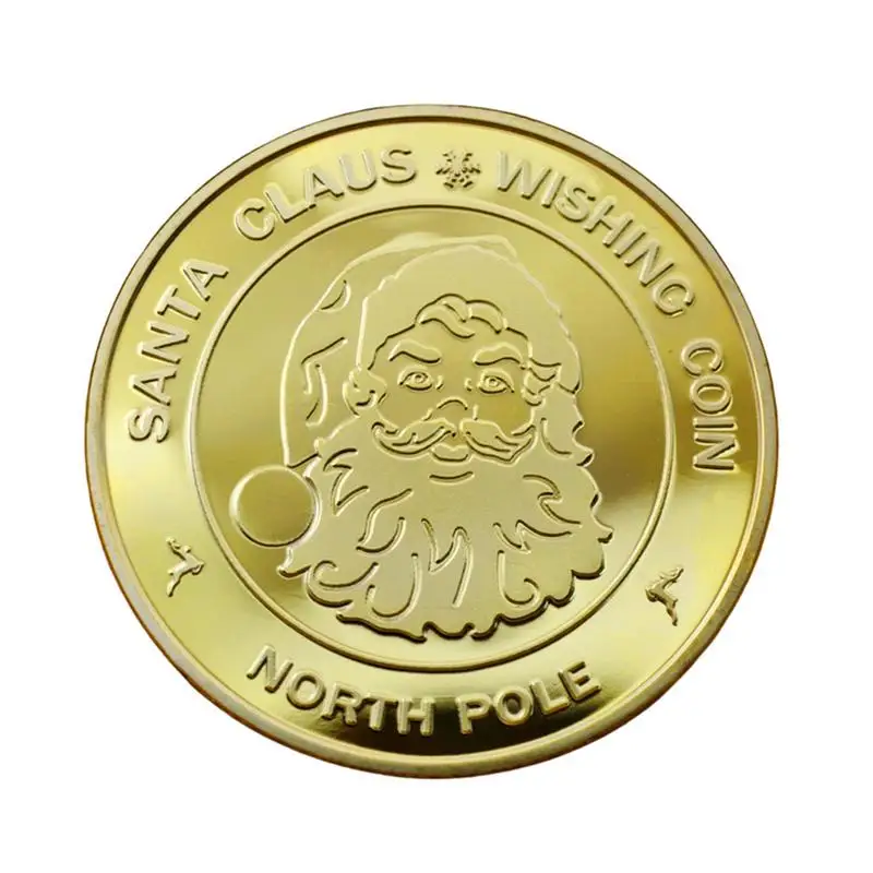 NEW Santa Claus Wishing Coin Collectible Gold Plated Souvenir Coin North Pole Collection Gift Merry Christmas Commemorative Coin