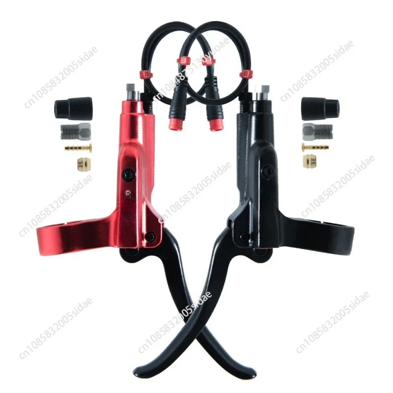 Electric Bicycle Brake Handle 3 Pin For E-Bike Bafang Hall Motor Hydraulic Brake Aluminum Alloy Black/Red Hydraulic Brake Lever