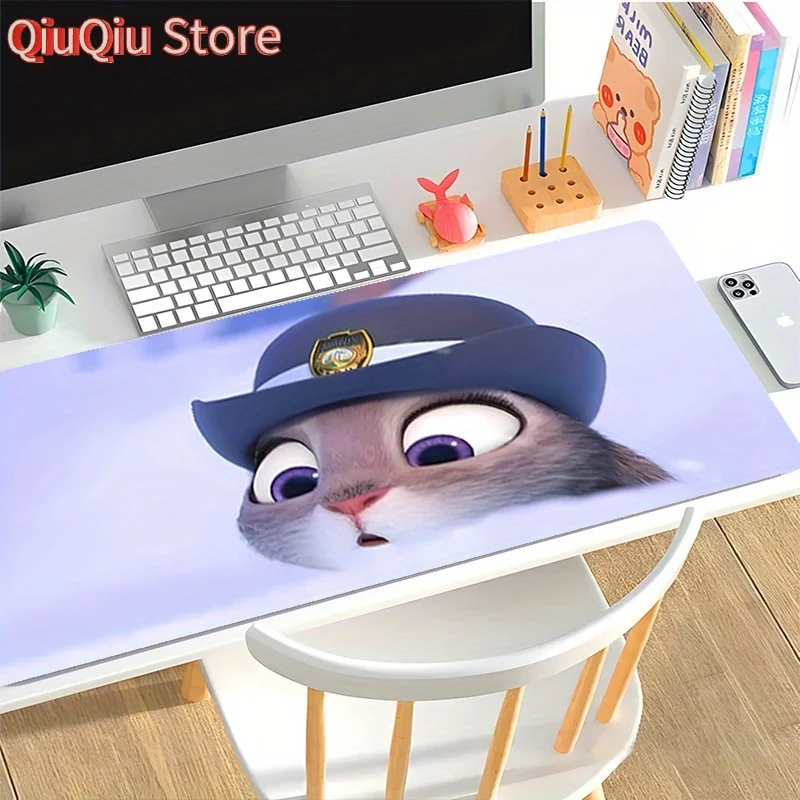 

1pc Zootopia Mouse Pad - Large Rubber Gaming Desk Mat with Cute Cartoon Cat Design, Ideal for Desktop & Laptop, White with Color