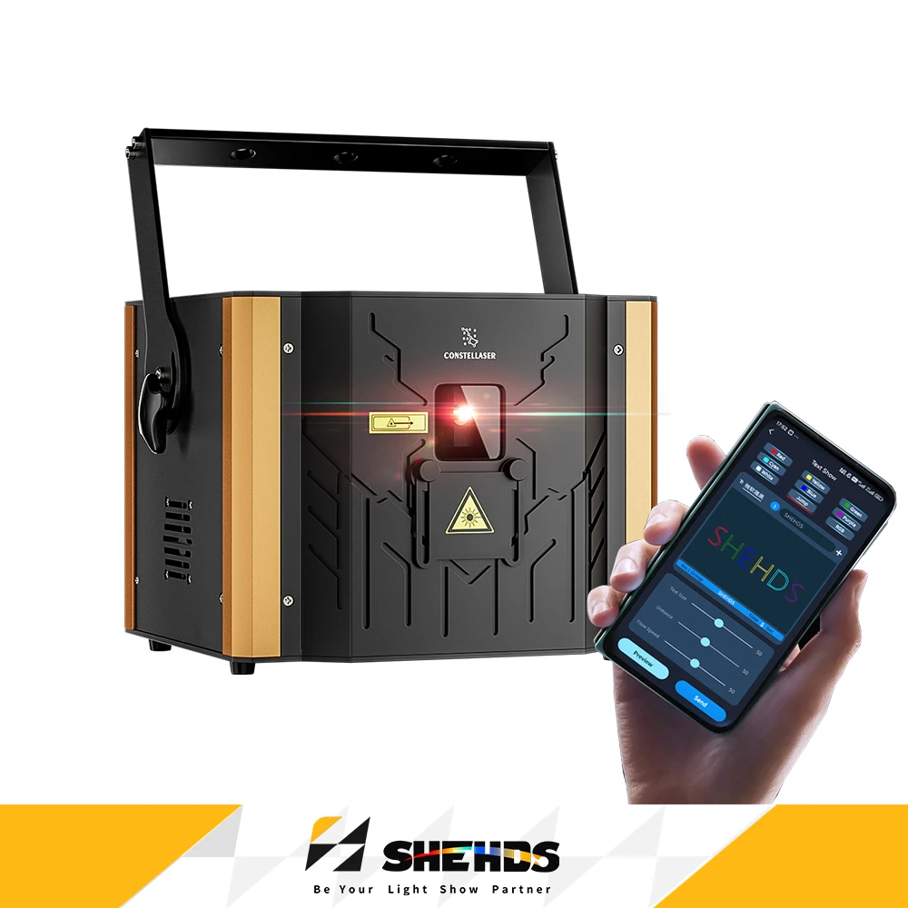 SHEHDS 6W APP Laser sans fil, lumière d'animation RGB TTL 20KPPS avec ILDA pour DJ, discothèque, fête, cirque, mariage, effet cône, RJ45 DMX 512