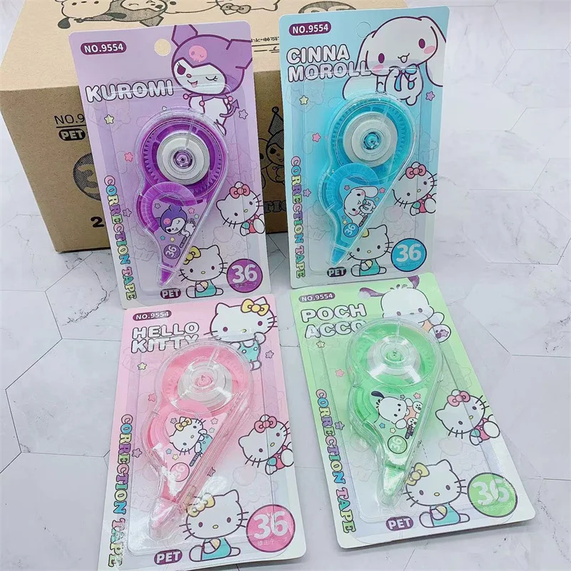 24 pcs/lot 5mm*6M Sanrio Kawaii Cat Kuromi Cinnamoroll Pochacco Correction Tape Promotional Stationery Gift School Office Supply