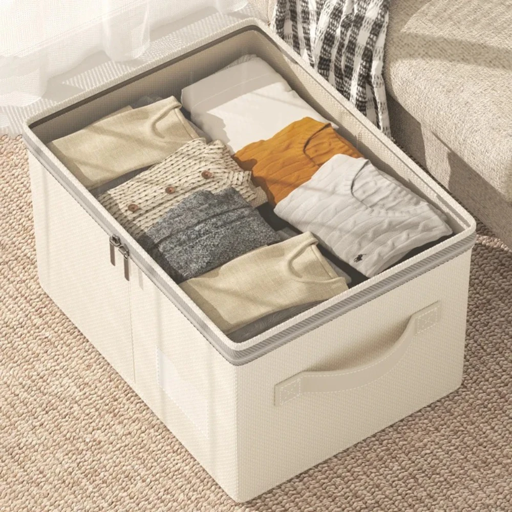 Large Capacity Foldable Clothing Storage Box with Clear Window for Down Jacket Quilt Organizer Box Home Bedroom Organization