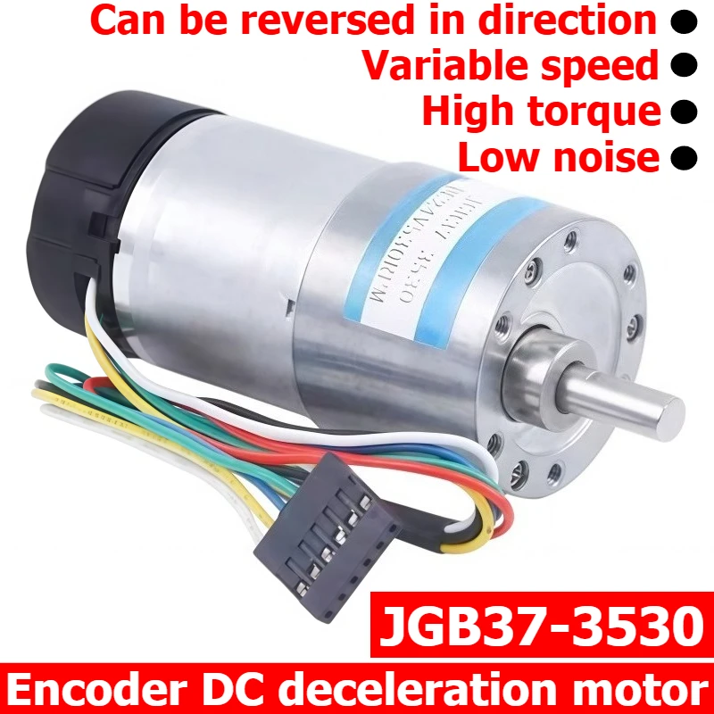 JGB37-3530 Miniature DC Encoder with Cover Reducer Motor, Low Noise, Forward and Reverse Switching, Small Motor 24V