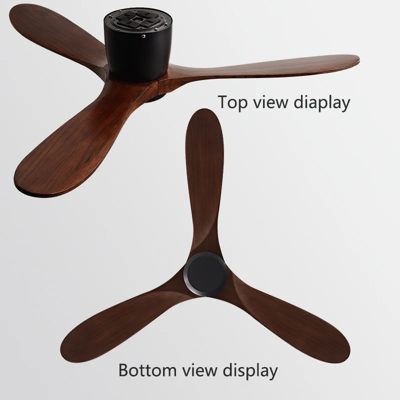 52 Inch Low Floor Wood Ceiling Fan Black Americans Without Lamp Remote Control Commercial Industry Fan Ceiling Fan 110V 220V