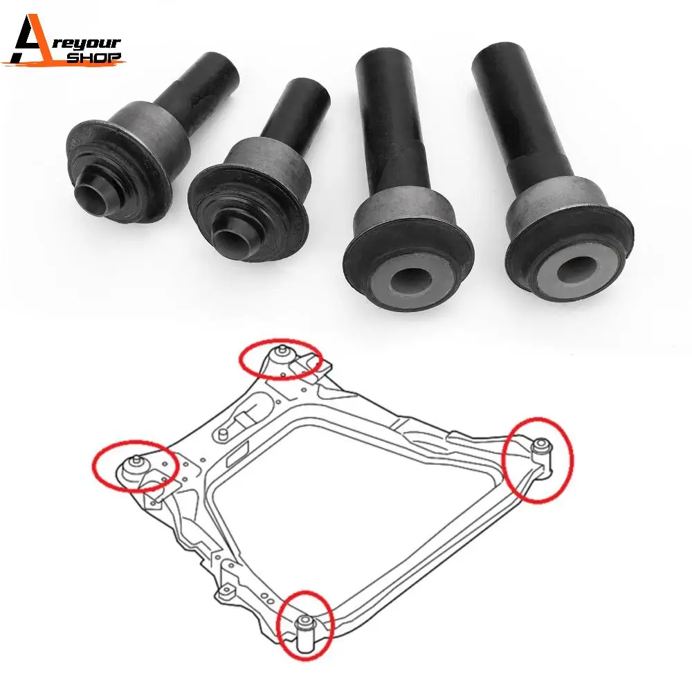 Areyourshop 4 Pcs For Nissan Rogue X-Trail Rogue 2008-2015 Engine Cradle Front Subframe Crossmember Bushing 54466-JD000