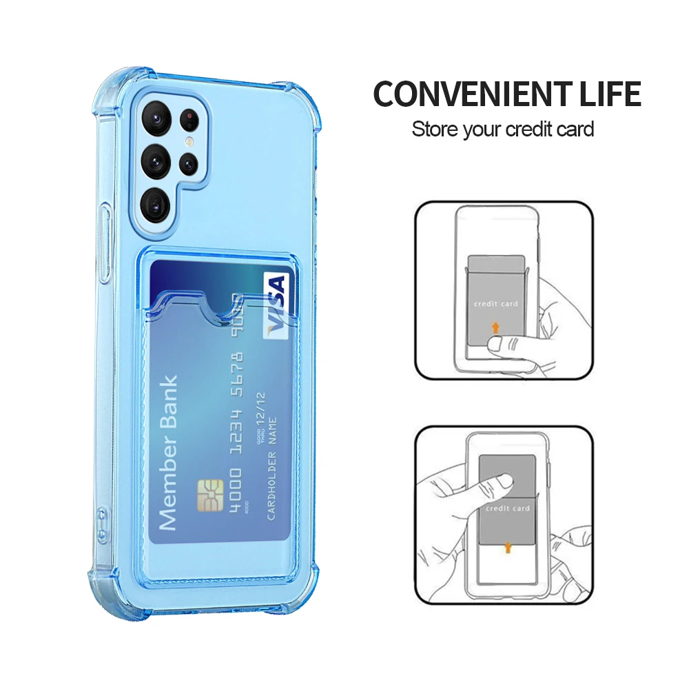 Card Bag Holder Clear Phone Case For Huawei Pura 70 Ultra P60 P50 P40 P30 Pro Pura70 Pro Plus Soft Shockproof Bumper Back Cover