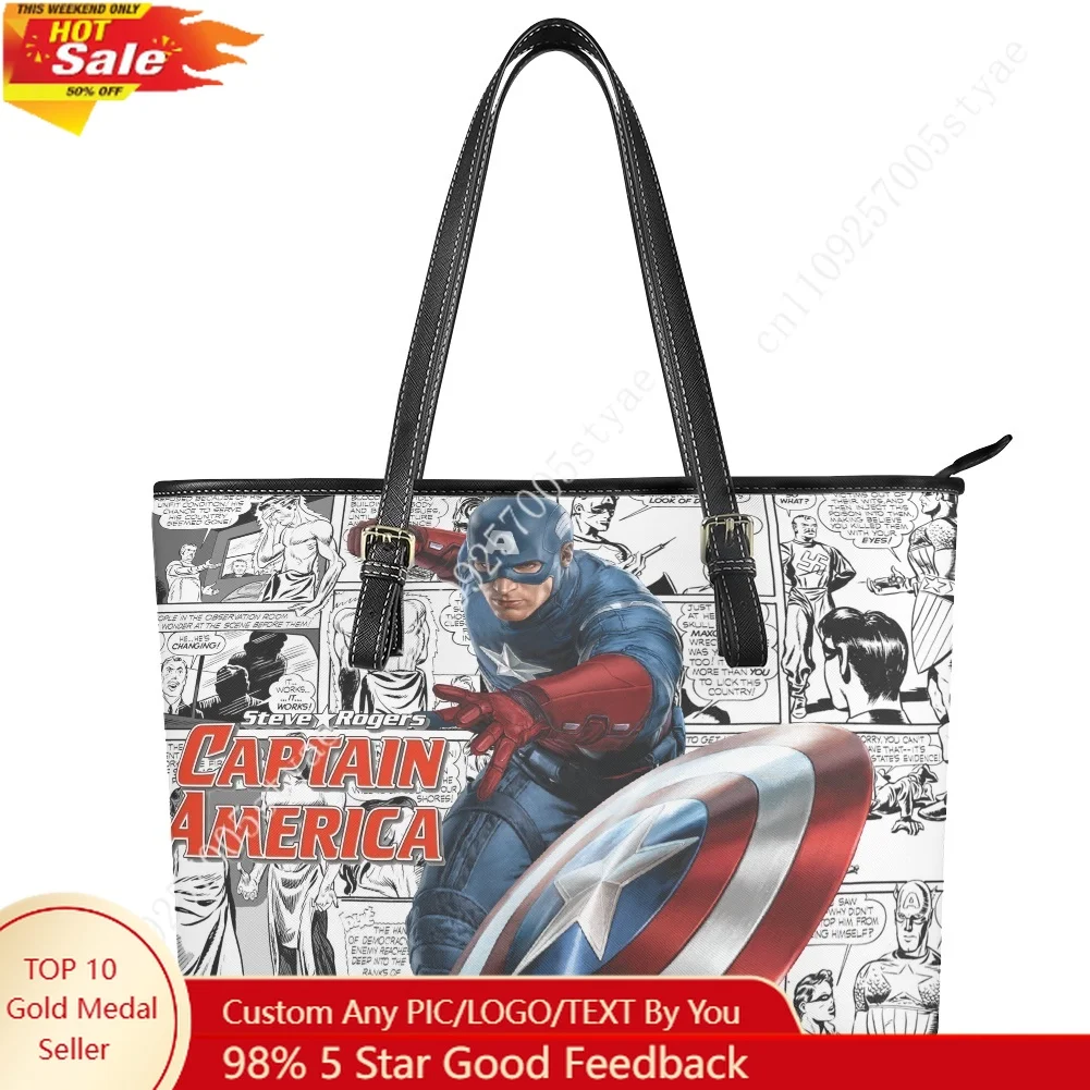 

Marvel Captain Cosplay Custom Handbag Womens Mens Personalized Tote Bag Shoulder Bag Business Leather Purse Travel Bag