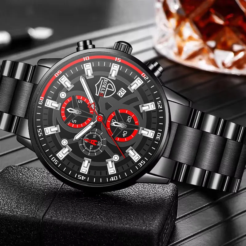 Deyris-メンズステンレススチールクォーツ時計セット,カジュアルファッション,ラグジュアリー,ビジネス,1セットあたり6個