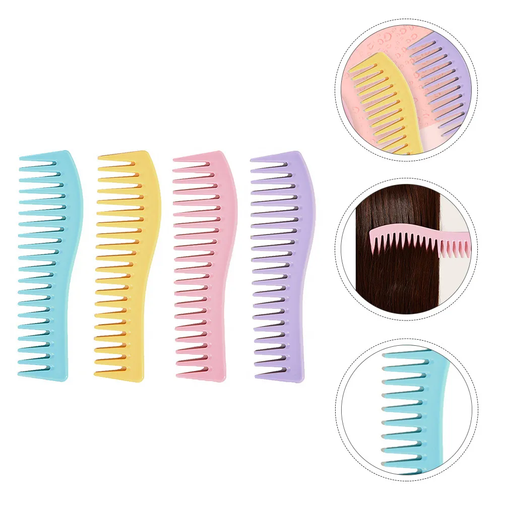 

4Pcs Ergonomic Plastic Hairstyle Comb Set Smooth Scalp Safe for Daily Use Heat Resistant Portable Styling Comb Hair Salon