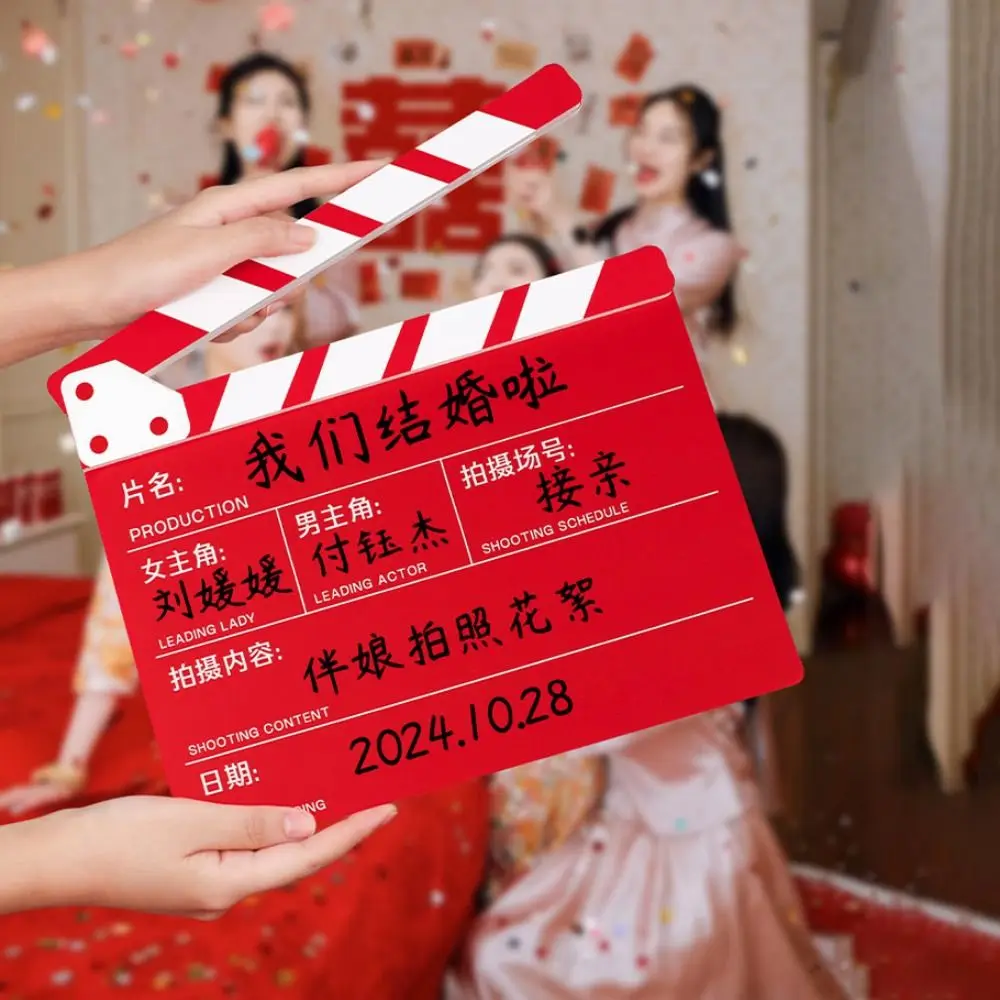 Decorative Wedding Board Cards Red Notice Clapper Board Film Recording Board PS with Pen Wedding Dress Photo Props Wedding Decor