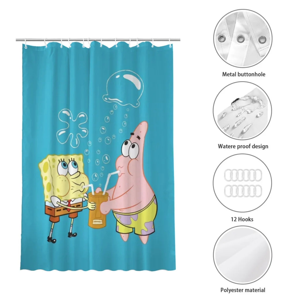 SpongeBob Bathroom Shower Curtains Waterproof Bath Curtain Household Decoration