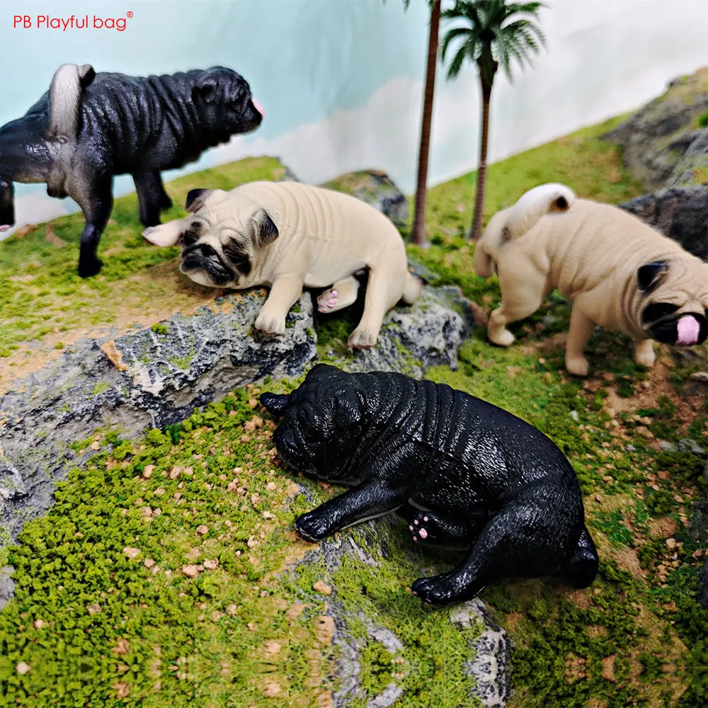 Animal Pet Dog Model Set Pug PVC Ornament Simulation Mini Puppy Toy HG142