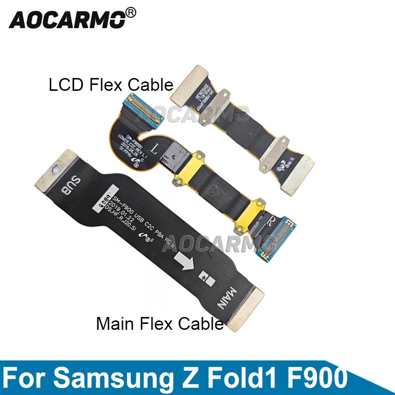 Aocarmo Main Board Connection LCD Flex Spin Axis Flex Cable Replacement Repair Parts For Samsung Galaxy  Z Fold 1 Fold1 SM-F900