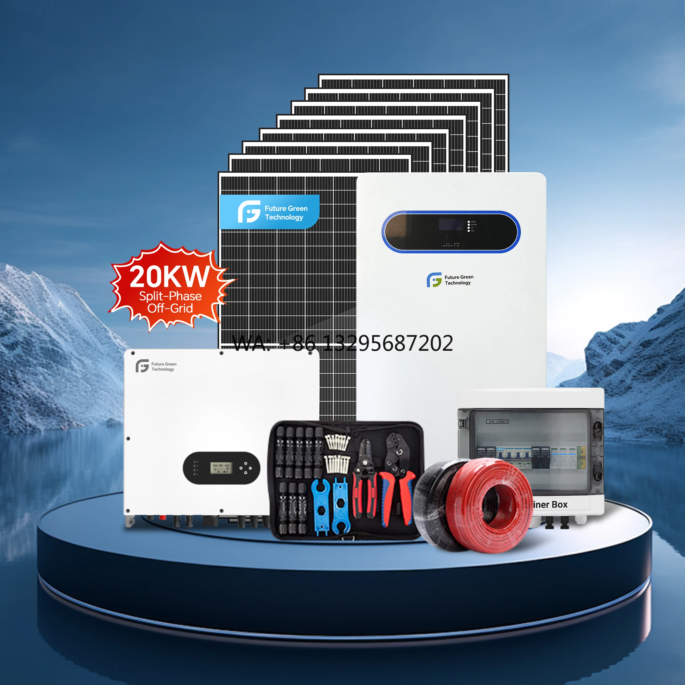

Hybrid 20KW Solar Power System Home Off-Grid Roof Mounting Inverter 10KW 6KW 5KW 3KW Lithium Ion Lead Acid Battery MPPT