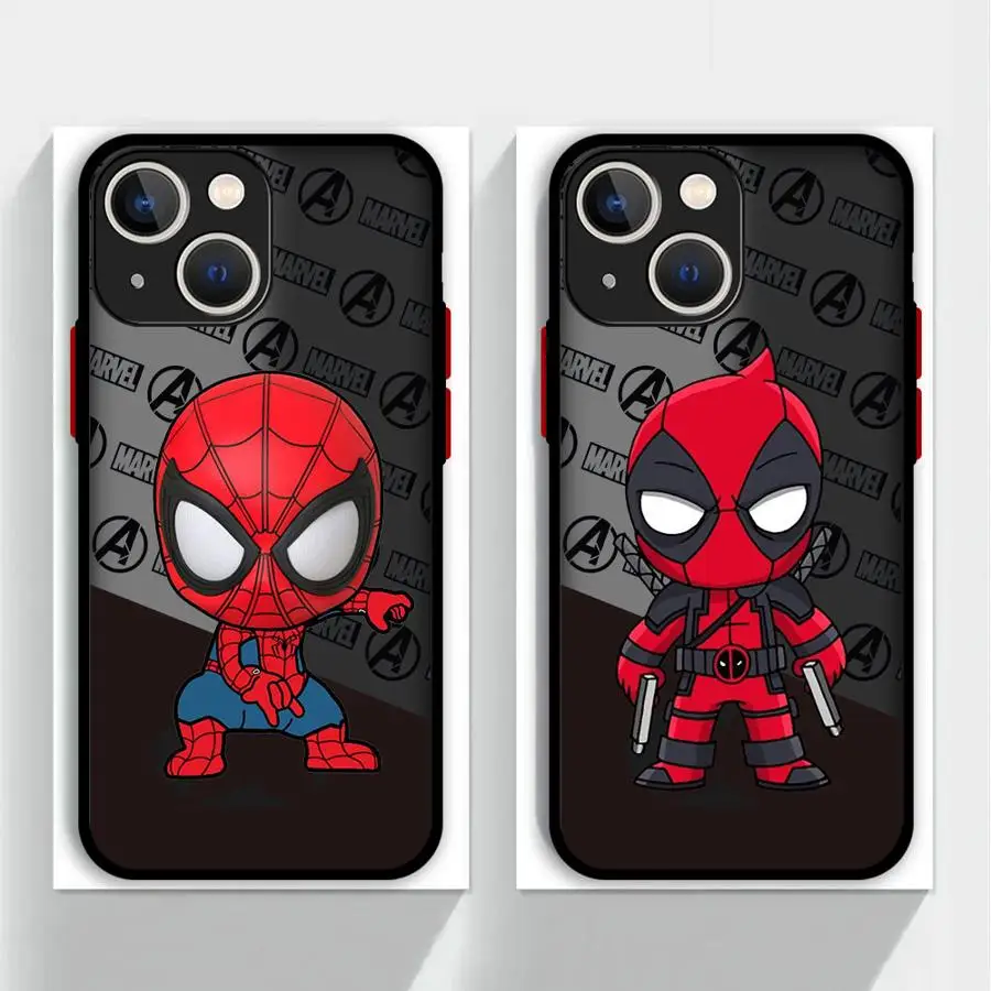 Marvel Cartoon Spider Man Cover Phone Case for iPhone 16 Pro 11 12 Mini 13 14 Pro 15 Pro Max 7 8 Plus XR XS MAX Matte Shell