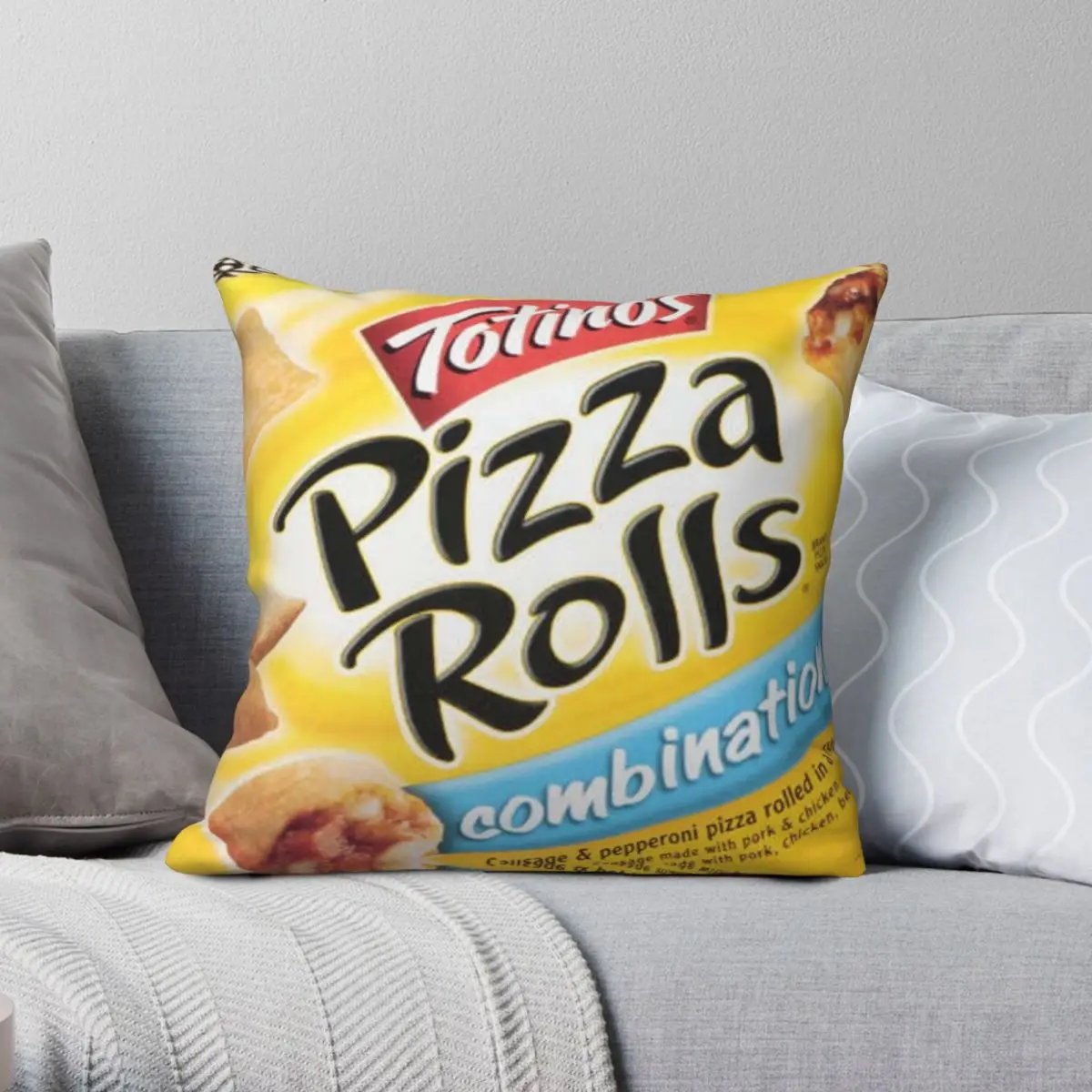 

Pizza Rolls Snack Food Square Pillowcase Polyester Linen Velvet Pattern Zip Decor Throw Pillow Case Home Cushion Cover 18"