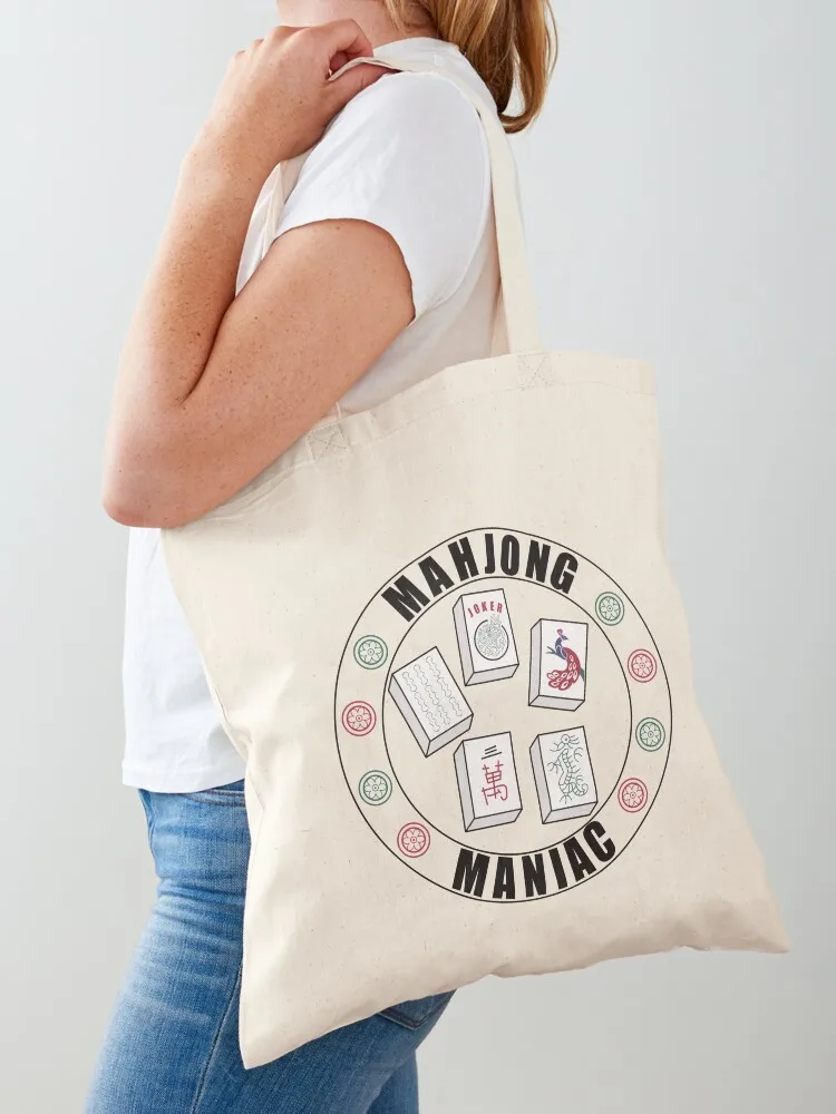

Mahjong Maniac Design on White Background Tote Bag large size bags tote bag custom cute tote bag bags men