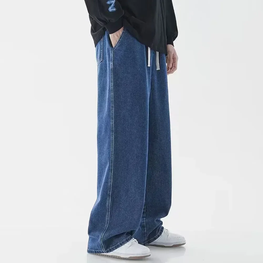 Men Straight Jean Loose Streetwear Wide Leg Neutral Pants Fashion Baggy Trousers