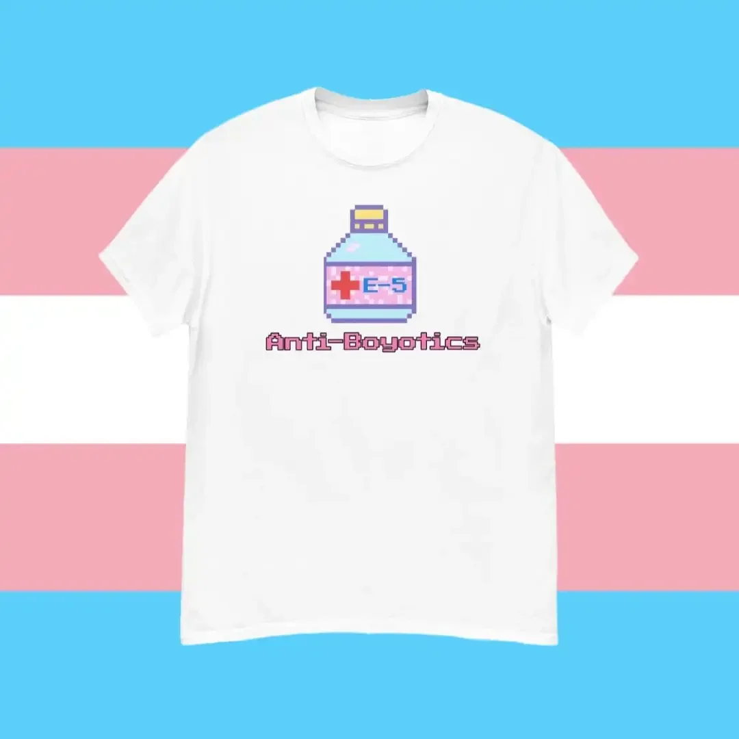 Anti Boyotics MTF T Shirt Estrogen Transgender 8 Bit Style Trans Pride LGBTQIA