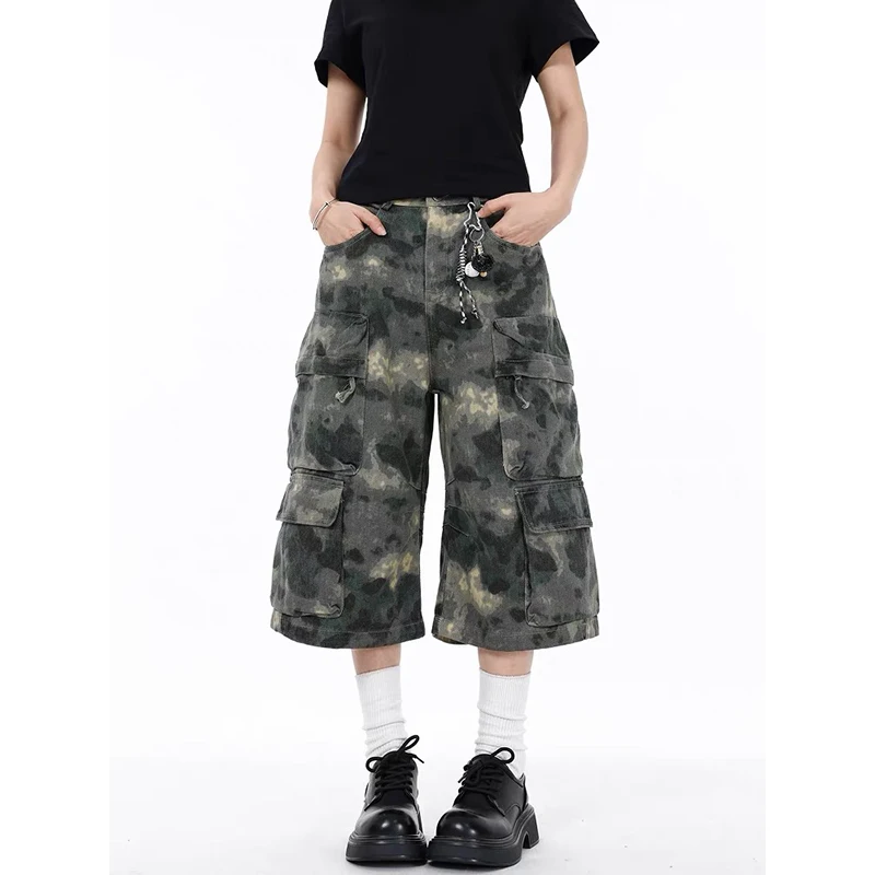 

ZHIZOU Women Camouflage Gothic Cargo Jeans Vintage Aesthetic Y2k Denim Trousers Harajuku High Waist Cowboy Shorts 2000s Clothes