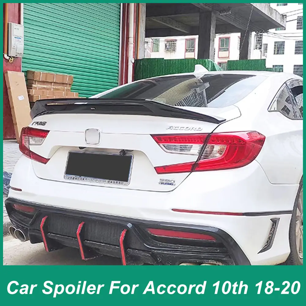 

For Honda Accord 10th Generation 2018-2020 Rear Luggage Lid Spoiler Cutout Design Duck Tail Outer Decoration Modification FRP