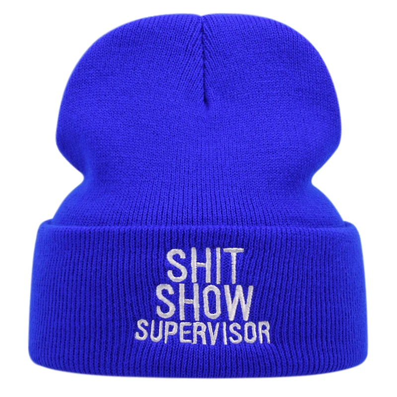 SHIT SHOW SUPERVISOR Winter keep warm fashion Beanie hat embroidered women men knitted hat outdoor hat