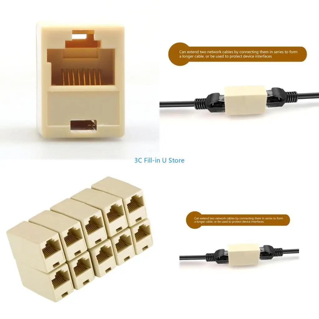 G8TA 10Pcs Networking Ethernet Lan Cable Joiner Connector Extender Plug Replacement