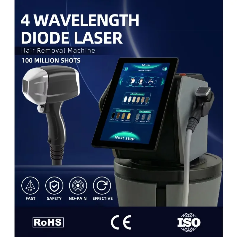 Portable Desktop Diode Laser Hair Removal Device 755nm/808nm/1064nm Wavelengths 800W Power Water Cooling Painless