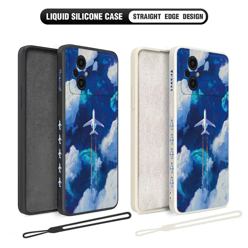 Airplane On A Journey Phone Case For Xiaomi Poco M5 X5 F5 F4 X4 M4 F3 X3 M3 F2 X2 Pro C40 4G 5G GT Liquid Silicone Cover