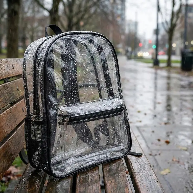 

Transparent PVC Outdoor Sports Fitness Knapsack Casual Travel Visible Backpack Large Capacity Waterproof Shoulders Bag