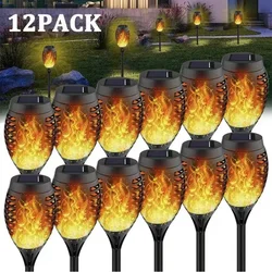 Impermeável Solar Flame Tocha Luz, Flickering Luz, Decoração do jardim, Caminho do gramado ao ar livre, Quintal Pátio Lâmpada de Assoalho, 1 Pc, 2Pcs, 4 Pcs, 6 Pcs, 8 Pcs, 10 Pcs, PCes 12