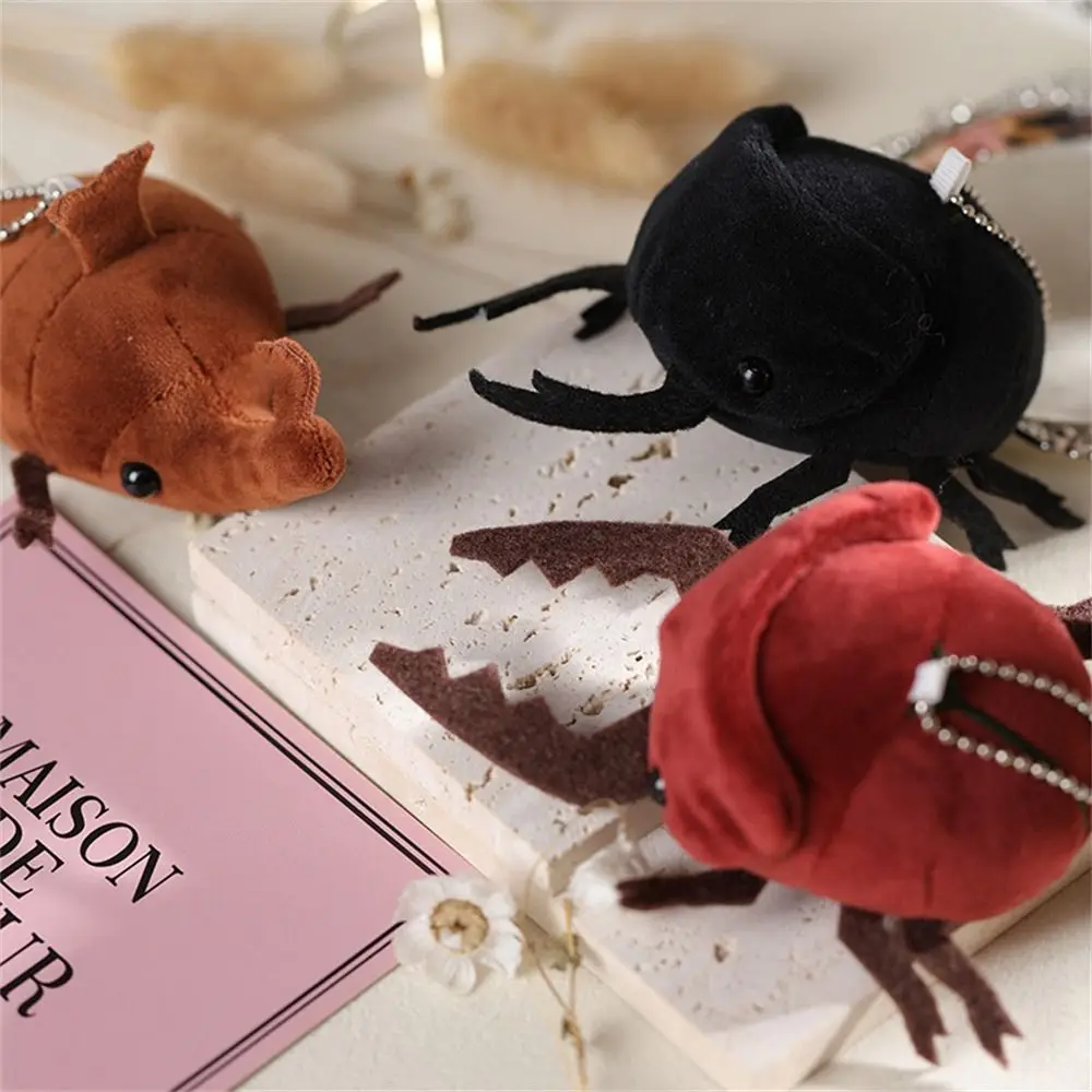 Creative Cute Birthday Small Stuffed Doll 10cm Insect Keychain Beetle Plush Doll Insect Plush Keyring Insect Pendant