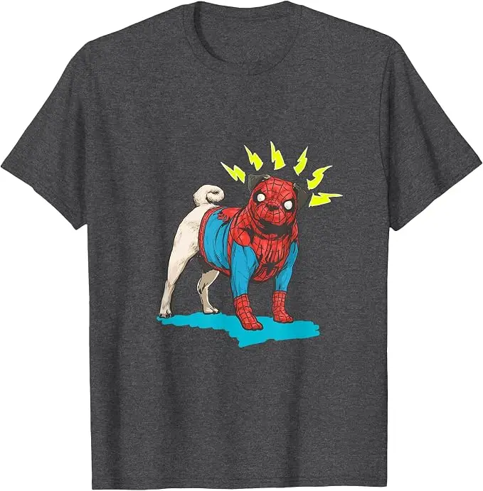 Spider Pug Dog Cartoon T-Shirt Y2k Niedliche Pop-Art-Heldenhund-Grafik-Bekleidung Jungenmode Modische Outdoor-Ästhetische Kleidung T-Shirts – Detail 8