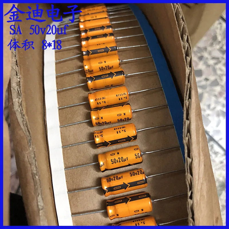 10 Uds 20uf 50V condensador electrolítico polarizado Axial de diamante negro 50v 20uf 8X18mm