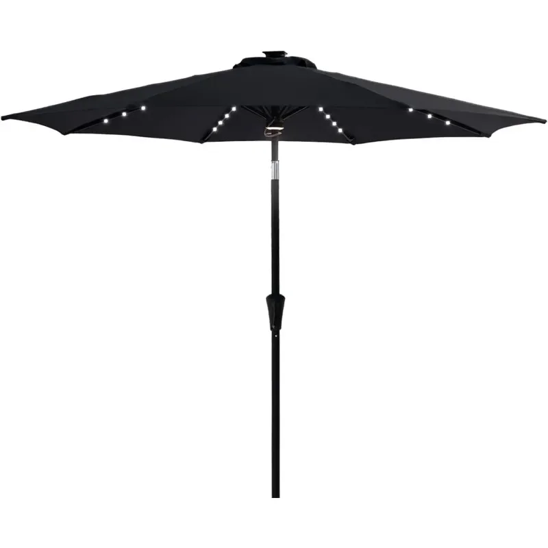 11 ft Solar Powered Outdoor Market Patio Table Umbrella with LED Lights and Tilt