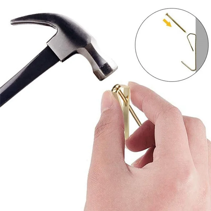 ELEG-184-delige foto-ophangset, 20 lb, 30 lb en 50 lb fotohangers, goudkleurige metalen metalen foto-ophanghaken met spijkers