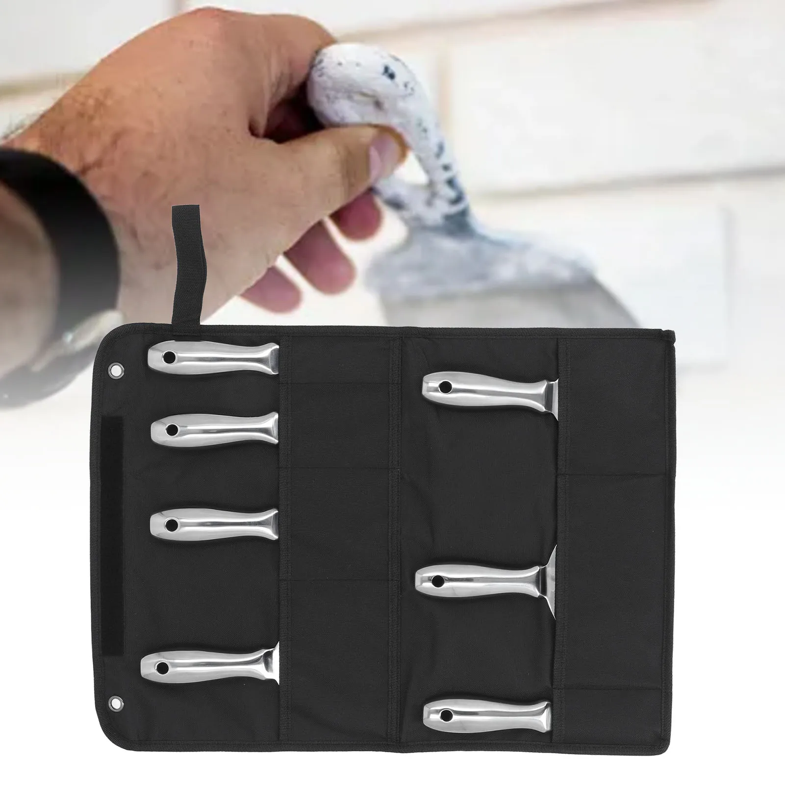 7 قطعة سكينة معجون الفولاذ المقاوم للصدأ الطلاء مكشطة لإصلاح دريوال إزالة خلفية تطبيق المعجون الجص الاسمنت دريوال