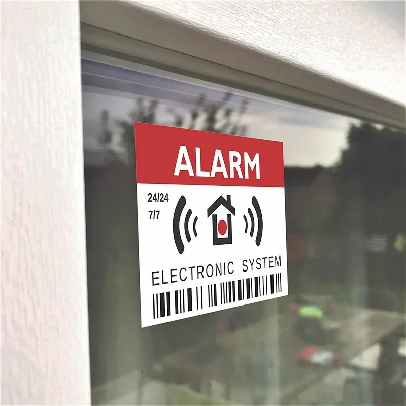 Intruder Alarm Warning Sticker 2PCS Security Vinyl Decal 3x2 Inch For Door Window Home Protection