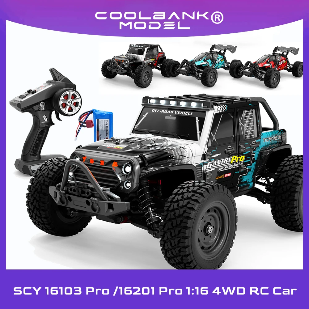 

SCY 16103PRO 1:16 4WD RC Car with LED 2.4G Remote Control Cars 70KM/H High Speed Drift Monster Truck for Boys Adults 16201 Pro